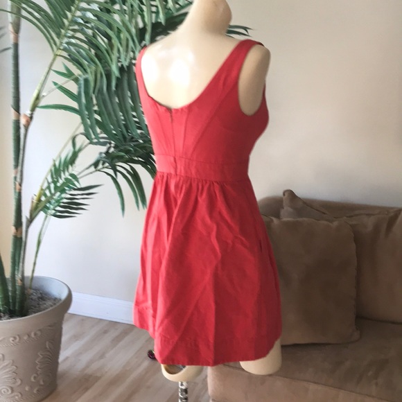 Shoshanna mini dress red coral taffeta - Picture 5 of 6